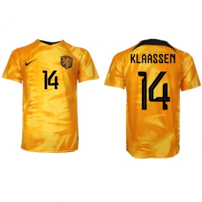 Nederländerna Davy Klaassen #14 Hemmatröja VM 2022 Kortärmad